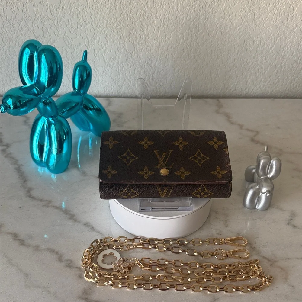 Louis Vuitton Monogram Porte Monnaie Billets Tresor Wallet Crossbody Conversion✨ - Picture 8 of 12